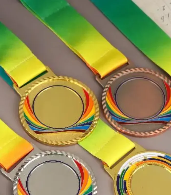 Metal Award Medals With Neck Ribbon Gold Silver Bronze Style For Sports Academics Or Any Competition Diameter