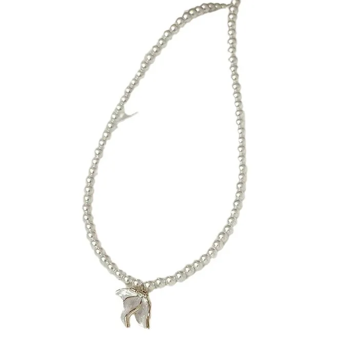 Ventfille-女性用フィッシュテールネックレス,925スターリングシルバー,ナチュラルパール,グレースビーズチェーン,甘い宴会ジュエリー,ドロップシッピング