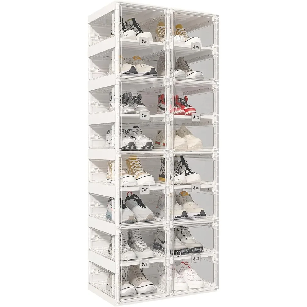 Foldable Shoe Rack,Shoe Organizers for Closet Plastic Shoe Storage Box Space Saving for Entryway, Large Sturdy Stackable