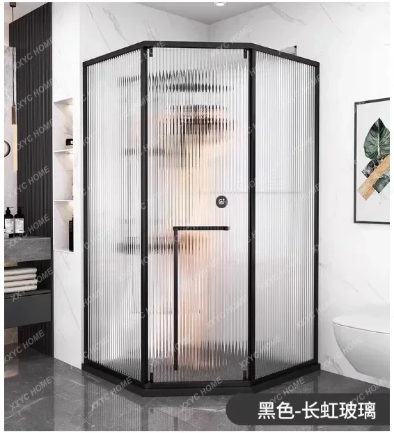 A Very narrow diamond side sliding door shower room bathroom integrated wet and dry separation