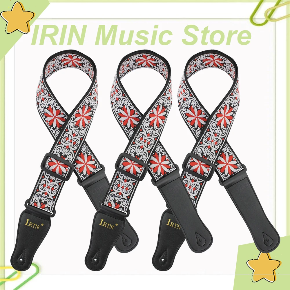 IRIN Verstellbarer Gitarrengurt aus Polyester, hochwertiger Druck, Ethno-Stil, reine Baumwolle, Stickerei, Saiteninstrument, Gitarrenteile