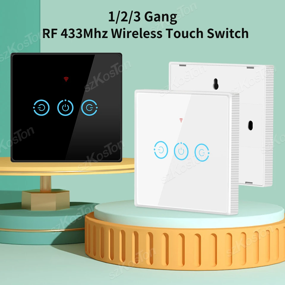 1/2/3 Gang RF433Mhz Wireless Touch Switch RF Transmitter Push Button Remote Control for Home Led Lights Glass Panel Wall Switch