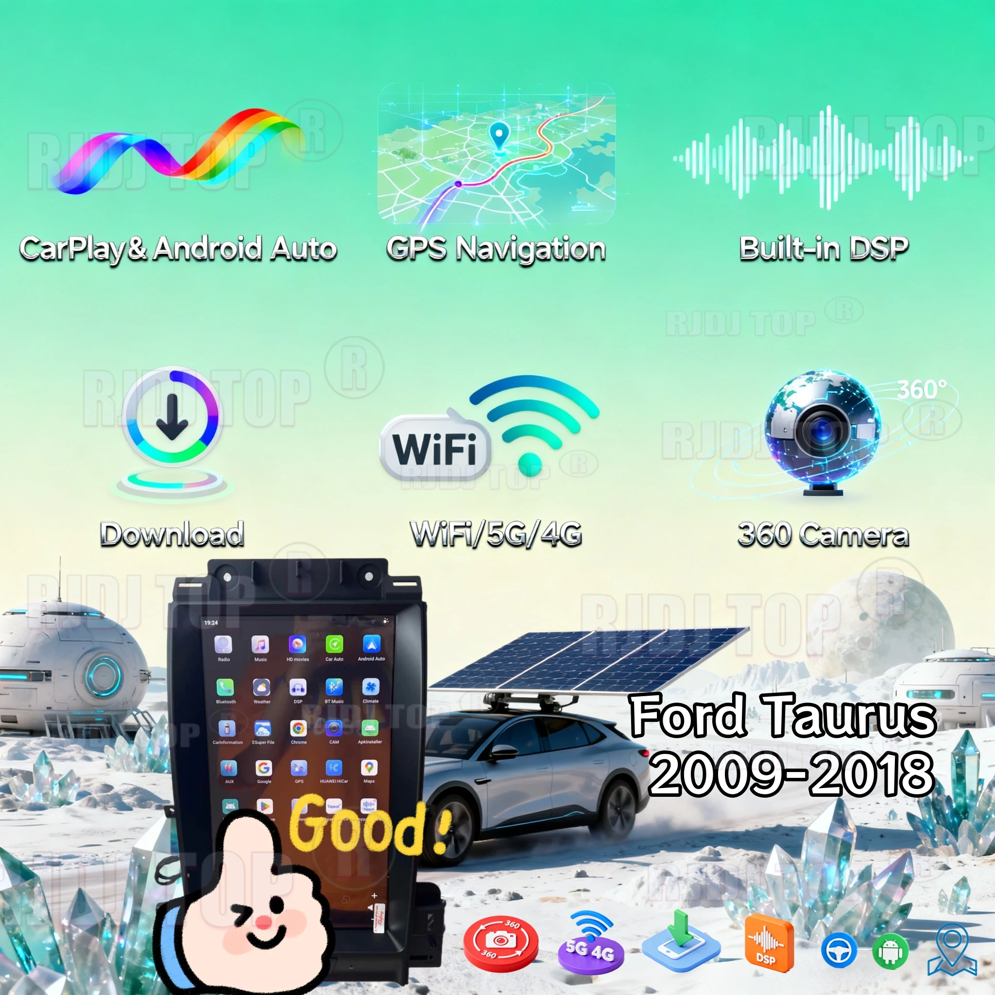 

Qualcomm 13.6" Vertical Screen Android 13 For Ford Taurus 2009-2018 Car Radio Multimidia Player GPS Navigation Auto Carplay DSP