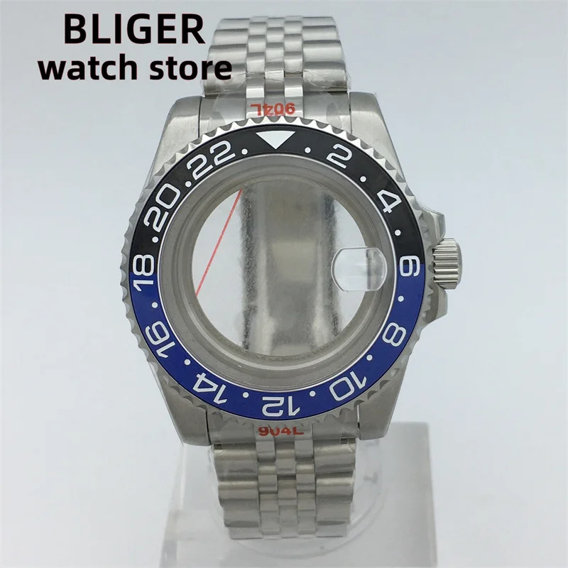 

40mm Case GMT Black Blue Border Silver 904L Bracelet NH34 NH35 NH36 NH38 NH39 ETA2824 2836 PT5000 Miyota DG Series Movement