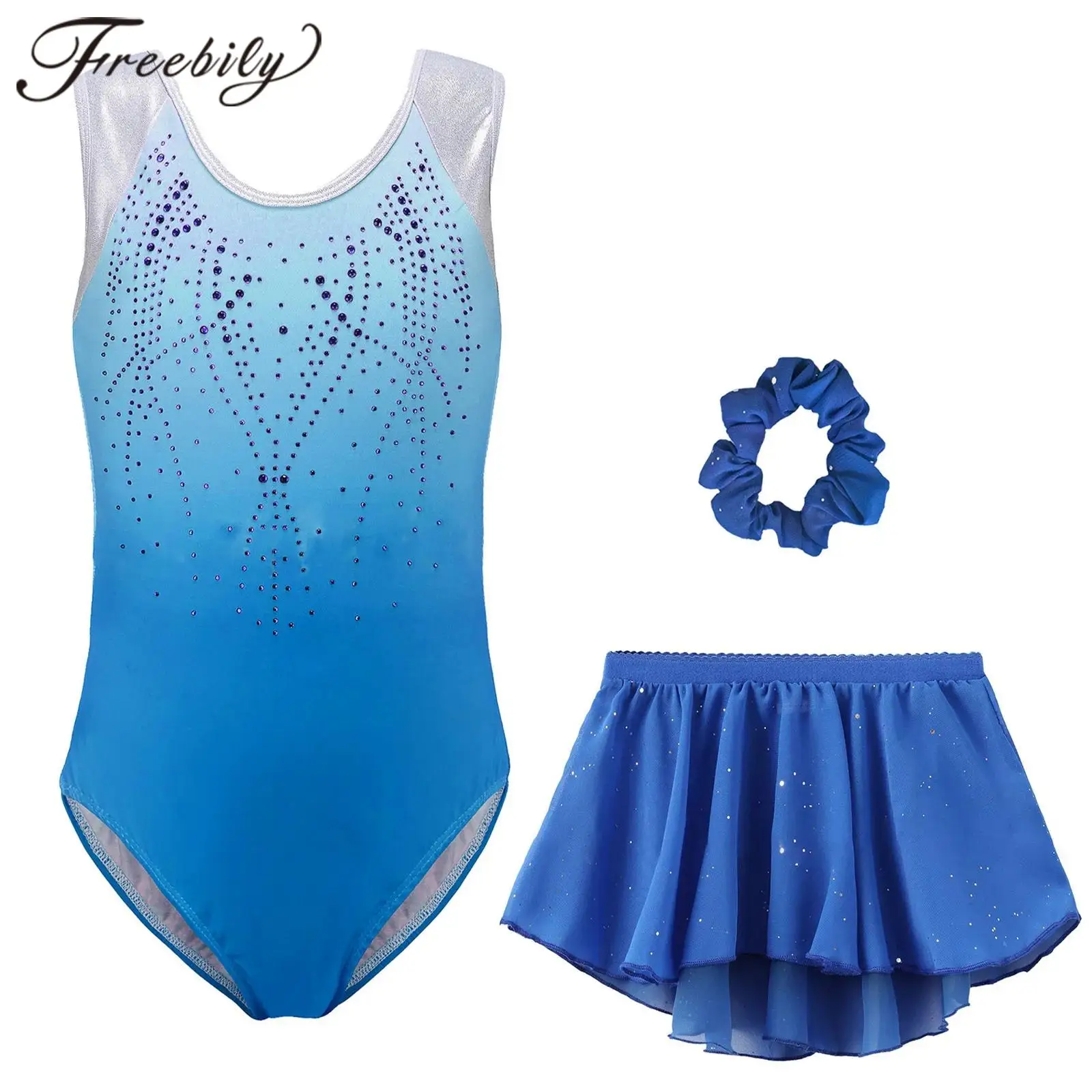 

Kids Girls Sleeveless Printed Ballet Gymnastics Leotard with Skirt Suits Figure Skating Jumpsuit Ballerina Dance Costume Outfit