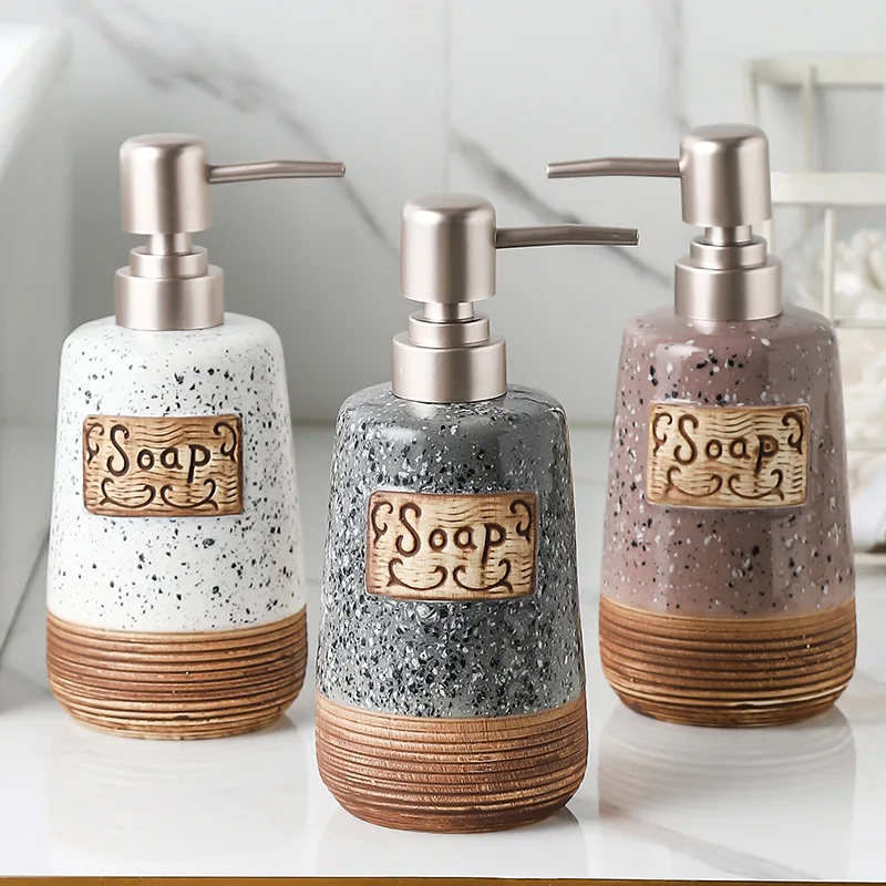 Bathroom Marble Ceramic Emulsion Bottle Make-up Water Shower Gel Shampoo Hand Sanitizer Press Bottle Bathroom Accessories