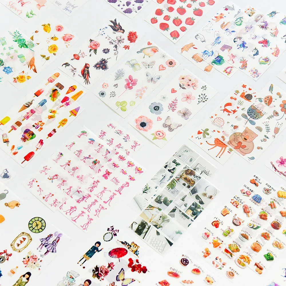 3 Sheets Planet Animal Cuisine Stickers DIY Scrapbooking Photo Albums Handbook Decorative Stickers Stationery