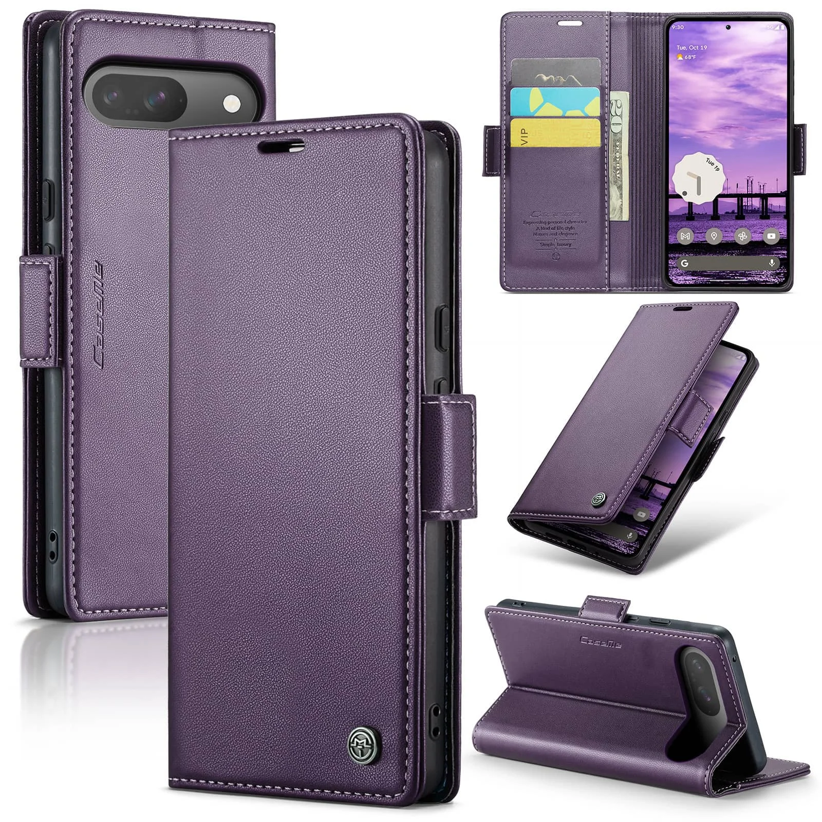 For Google Pixel 9 Pro XL 8Pro 7A 8A Case Wallet with Card Holder, with RFID Blocking, Durable Leather Kickstand Magnetic Clasp