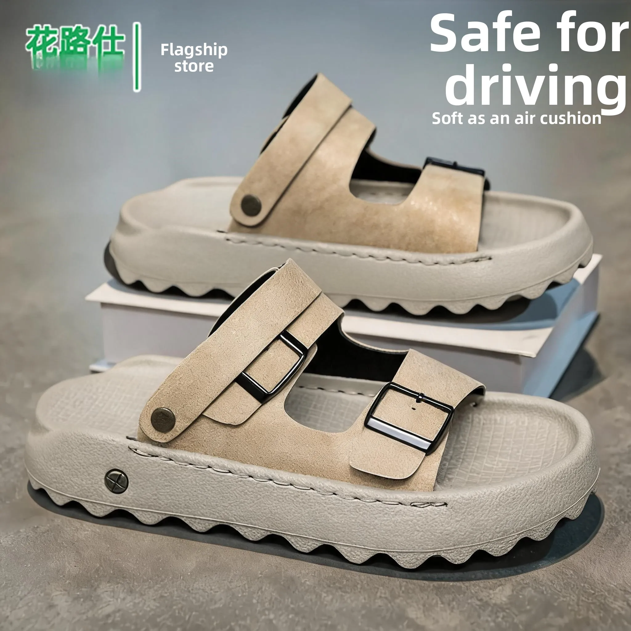 

Men's Sandals Summer Outdoor Wear Anti-slip Wear-resistant Soft Bottom Slip-On Driving Sports Casual Two-use Beach Slippers