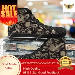 Men's Vulcanized Shoes Classic Superstar High Top Canvas Shoes Gothic Skull Print Men Flats Sneakers Chaussure Homme