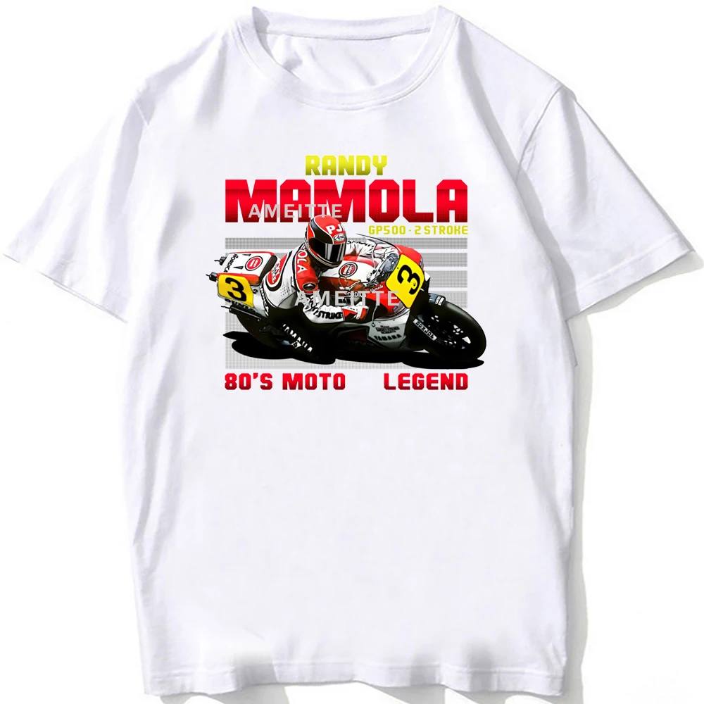 Randy Mamola 1987 500cc GP Legend 80's Retro T-Shirt Men Adventure Sport Casual White Tops Hip Hop Boy Motorcycle Riding Tees