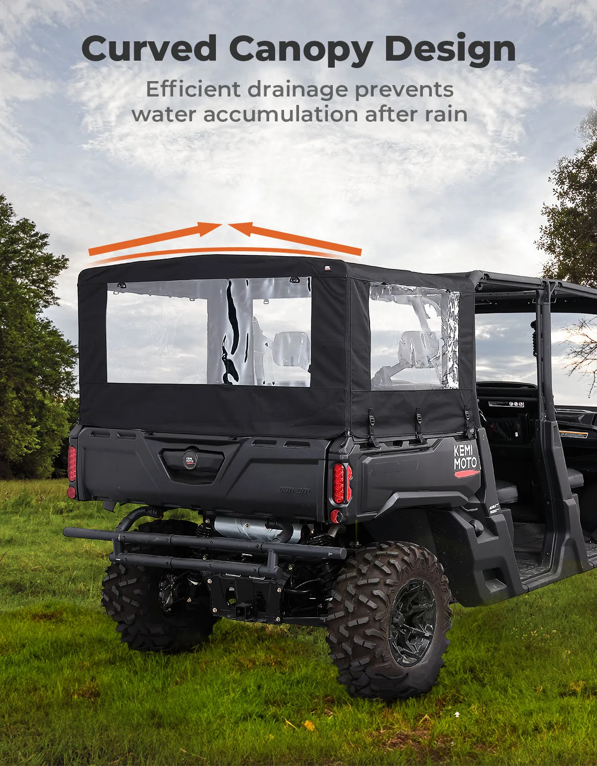 600D PVC Rear Cargo Bed Cover For Can-Am Defender HD5 HD7 HD8 HD9 HD10 Max Transparent Windows UTV Tent Water-resistant