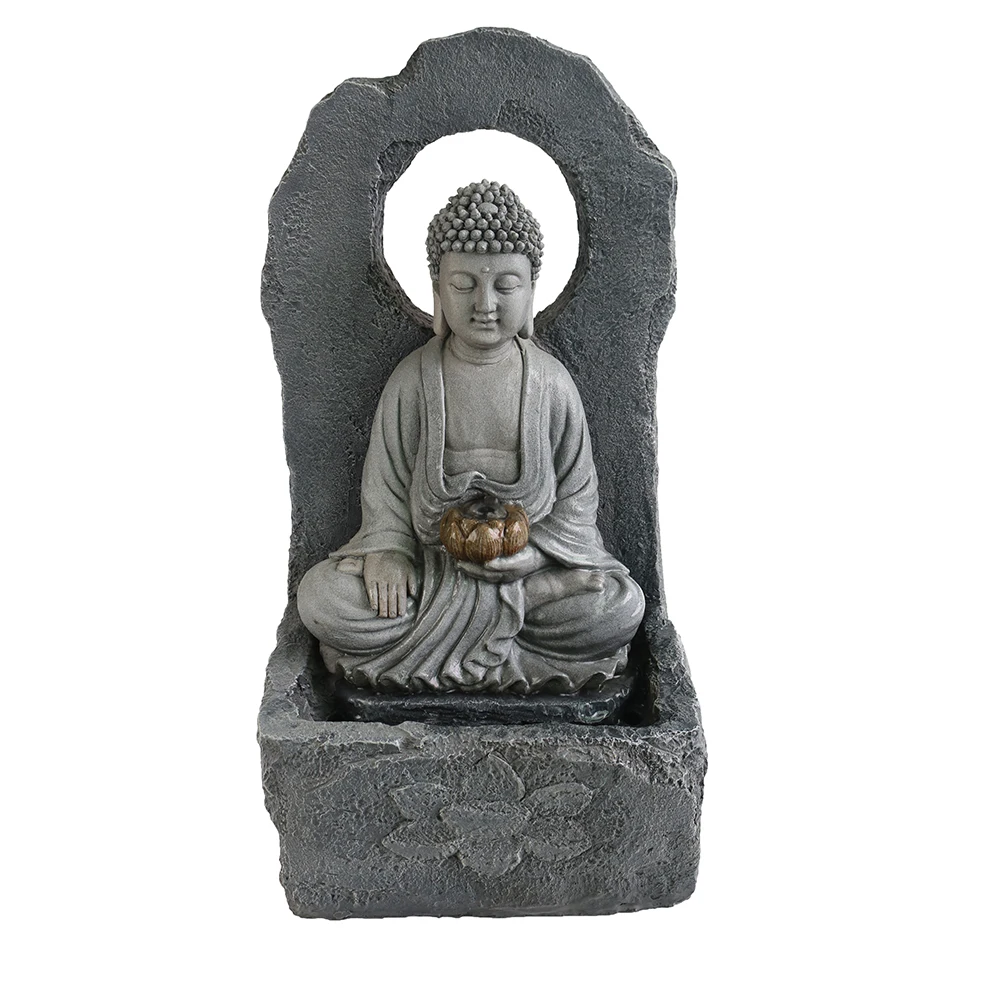 Poly resin zen buddha rockery water fountain