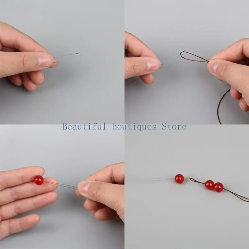 U4LF 5/6pcs Open Beading Needle Set Stainless Steel Beading Tools Practical Beaded Threading Pins Jewelry Making Supplies