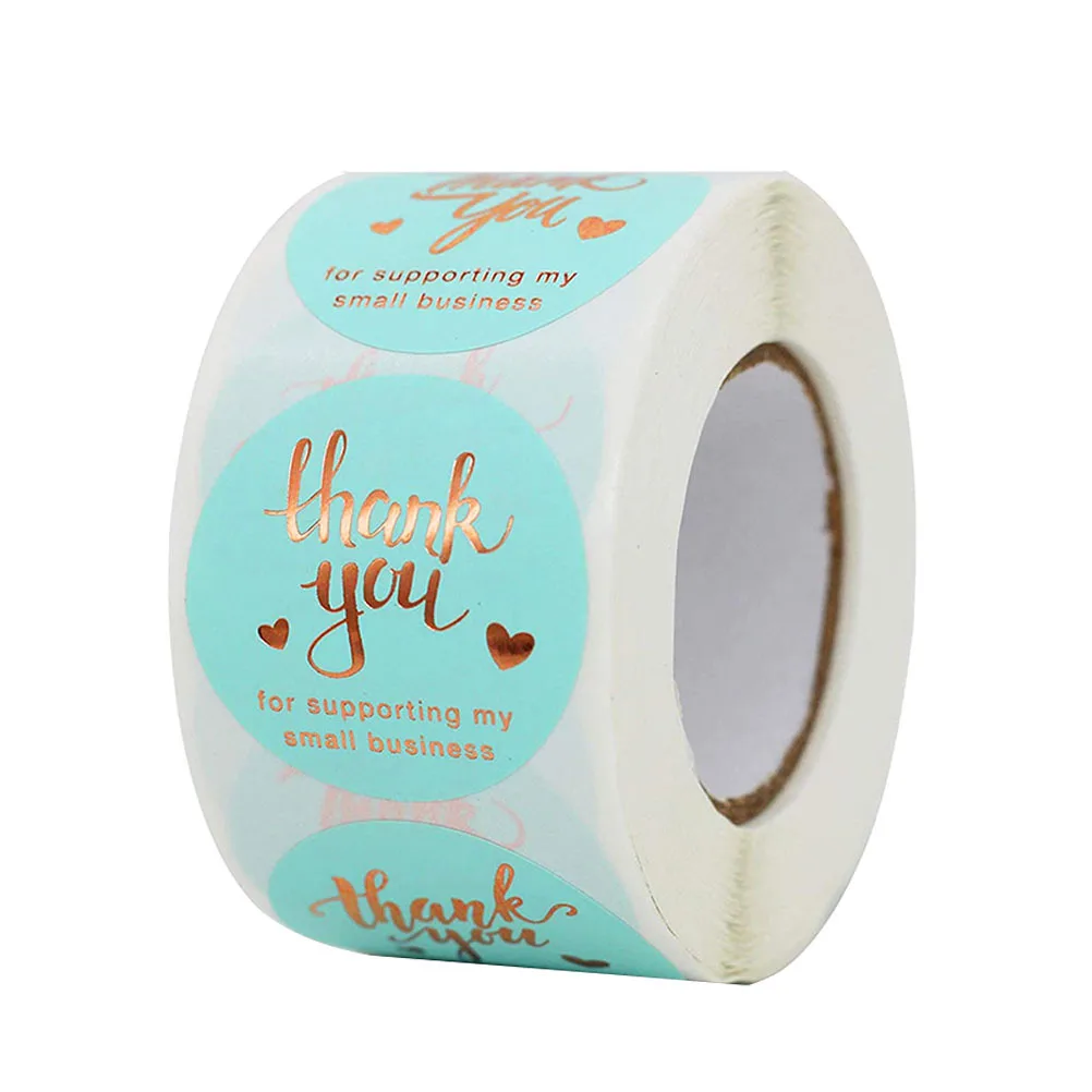 

500Pcs Thank You Label Stickers Kraft Paper Roll Adhesive Sealing Labels for Gift Wrap DIY Craft Flower Packing