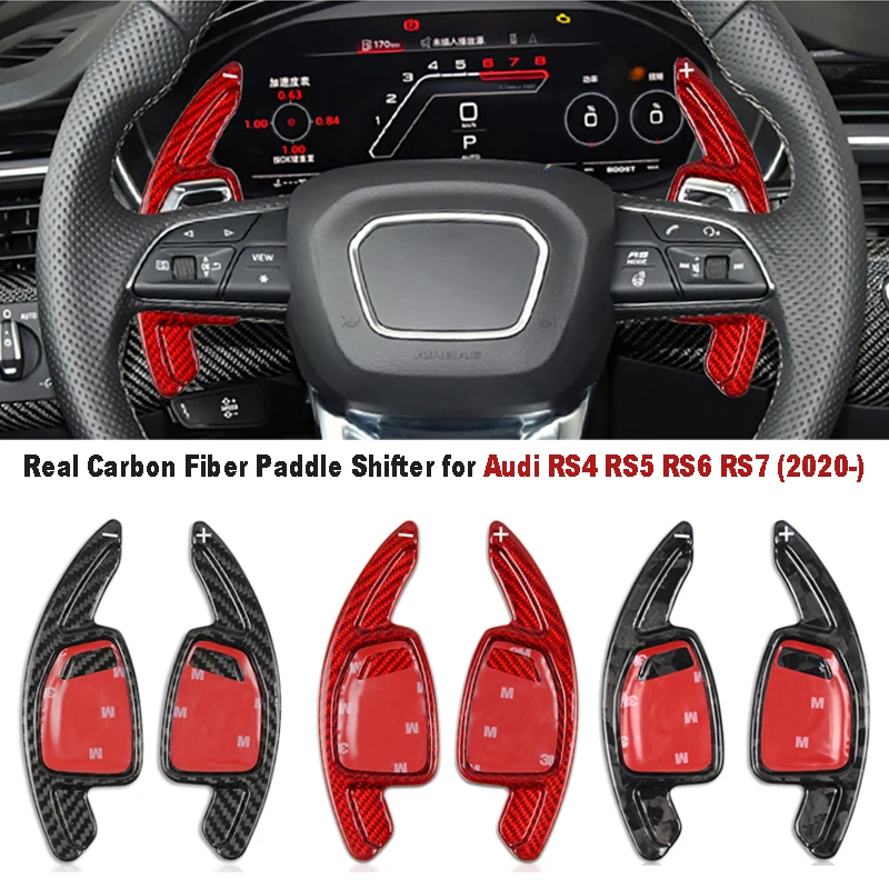 

Real Dry Carbon Fiber Shifter Paddle Shift For Audi RS4 RS5 RS6 RS7 Car Steering Wheel Extension For Audi Interior Accessories