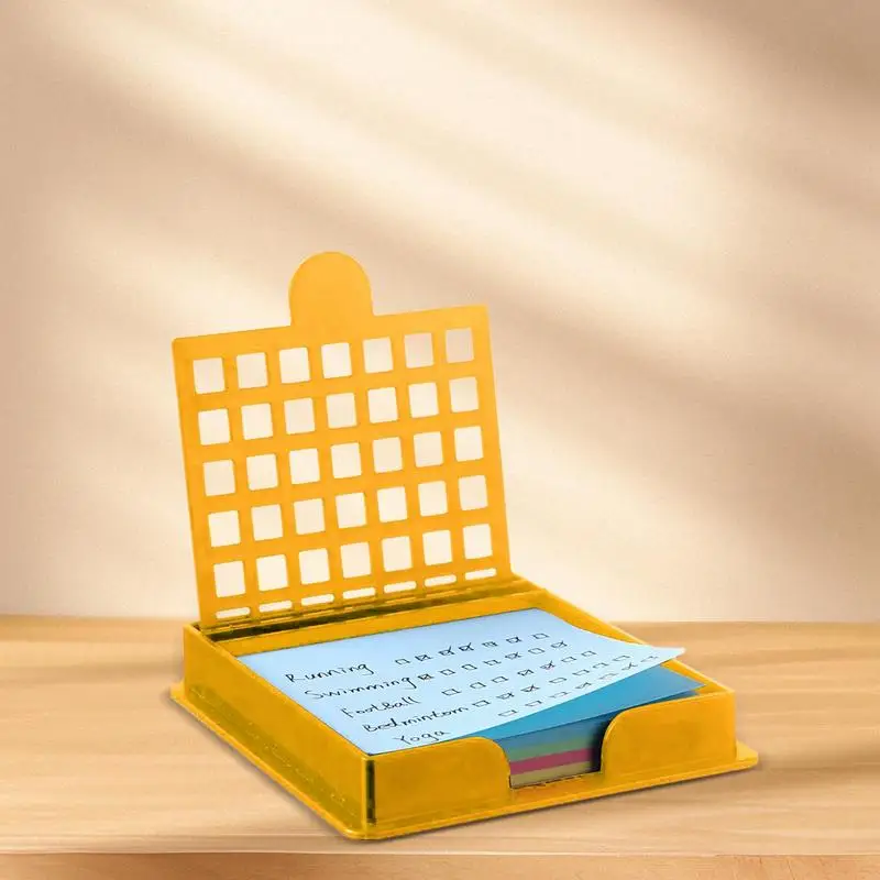 스티커 메모 스텐실 및 홀더 스텐실이있는 스티커 메모장 홀더 3X3 인치 메모 패드 용 컴팩트 데스크탑 주최자