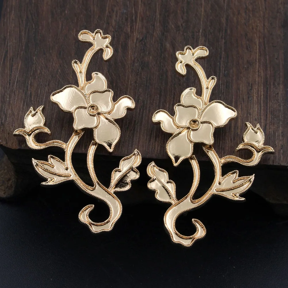 

3pair Quality Brass Casted Flower Branches Pendants Charms 3 Loops Connectors DIY for Color Enamel Handicraft Jewelry Findings