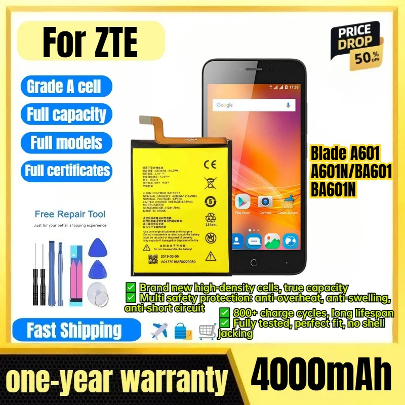 545978 for ZTE Blade A601/A601N/BA601/BA601N Phone Battery 0 Cycle High Capacity Battery Replacement Bateria Grade A Cell  Tools