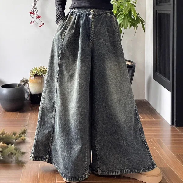 Y2k Pants Full Length Washed Do Old Mid Vintage Bleached Jeans Women Clothing Promotion