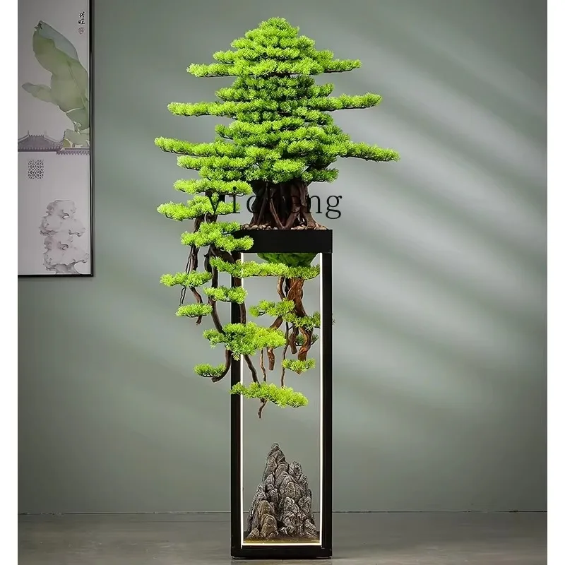 b20New Chinese Simulation Welcome Pine Green Plant Bonsai Entrance Ornament Large Floor Decoration