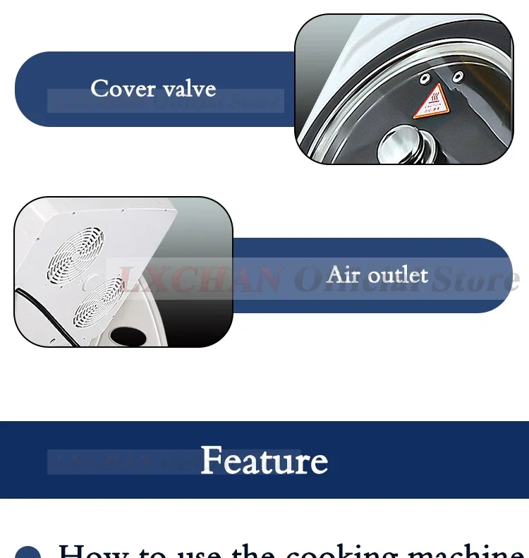 HomeWise ماكينة طهي أوتوماتيكية لوحة شاشة لمس ذكية ضبط درجة حرارة الوقت 6L غير لاصقة ووك كفاءة روبوت الطبخ