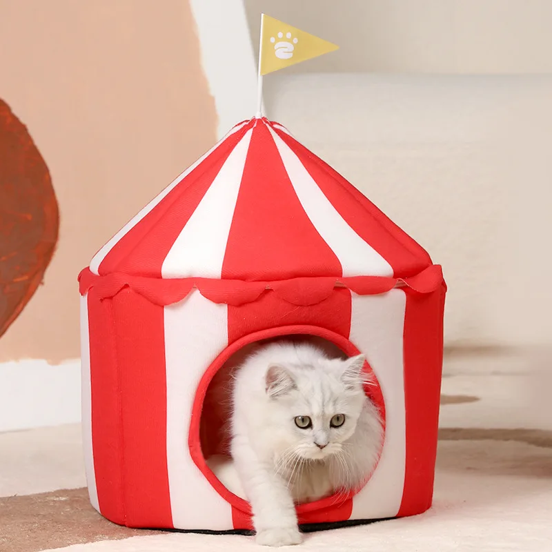 Cat House With Detachable Roof Circus Tent Pet House Washable Cat Nest (Choice+)