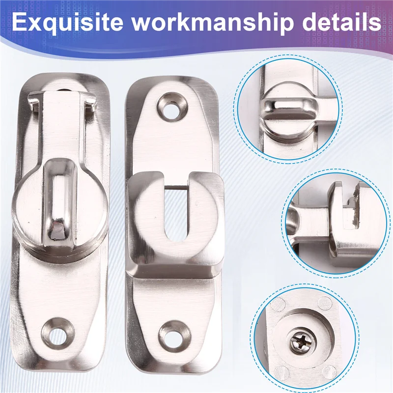 A003 2Conjunto 90/180 °   Trava de porta flip, trava antifurto com fivela, trava de porta de liga de zinco, fechaduras de janela, parafuso deslizante de porta