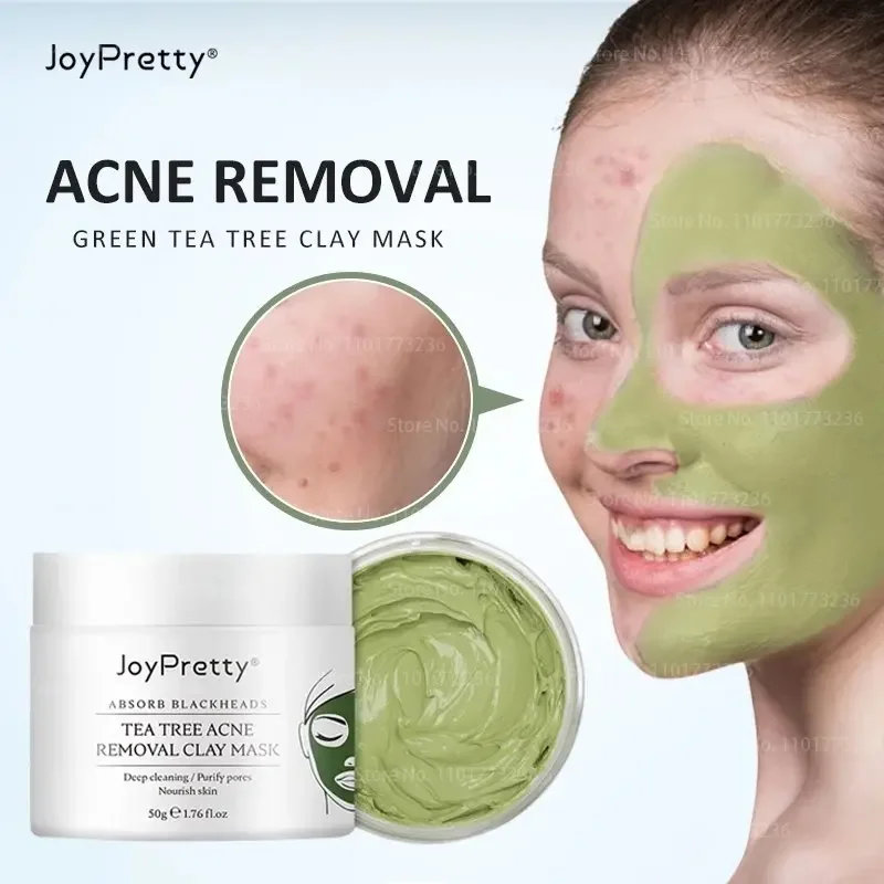 

Joypretty 60g Tea Tree Acne Mask for Face Pimple Black Dot Skin Care Deep Cleaning Green Facial Masks Acne Treatment Products