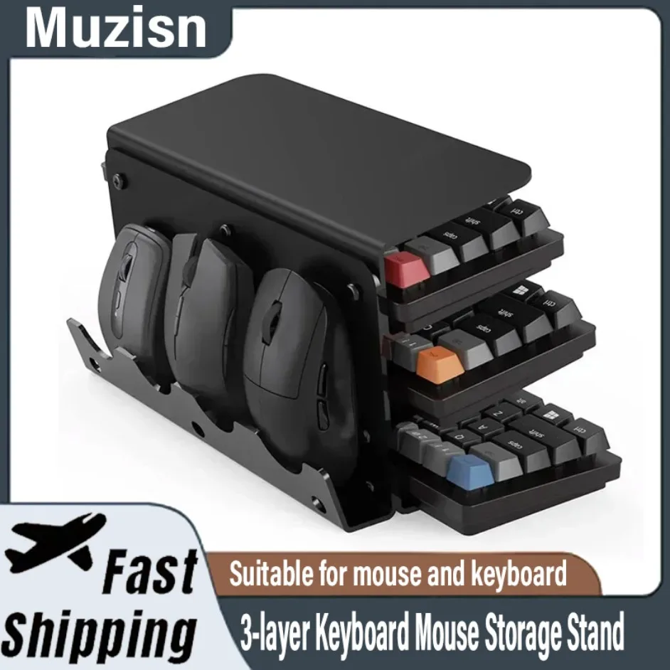 

Desktop Acrylic 3-layer Keyboard Mouse Miscellaneous Storage Stand Multifunctional Tablet Holder For iPad MacBook Laptop Mount