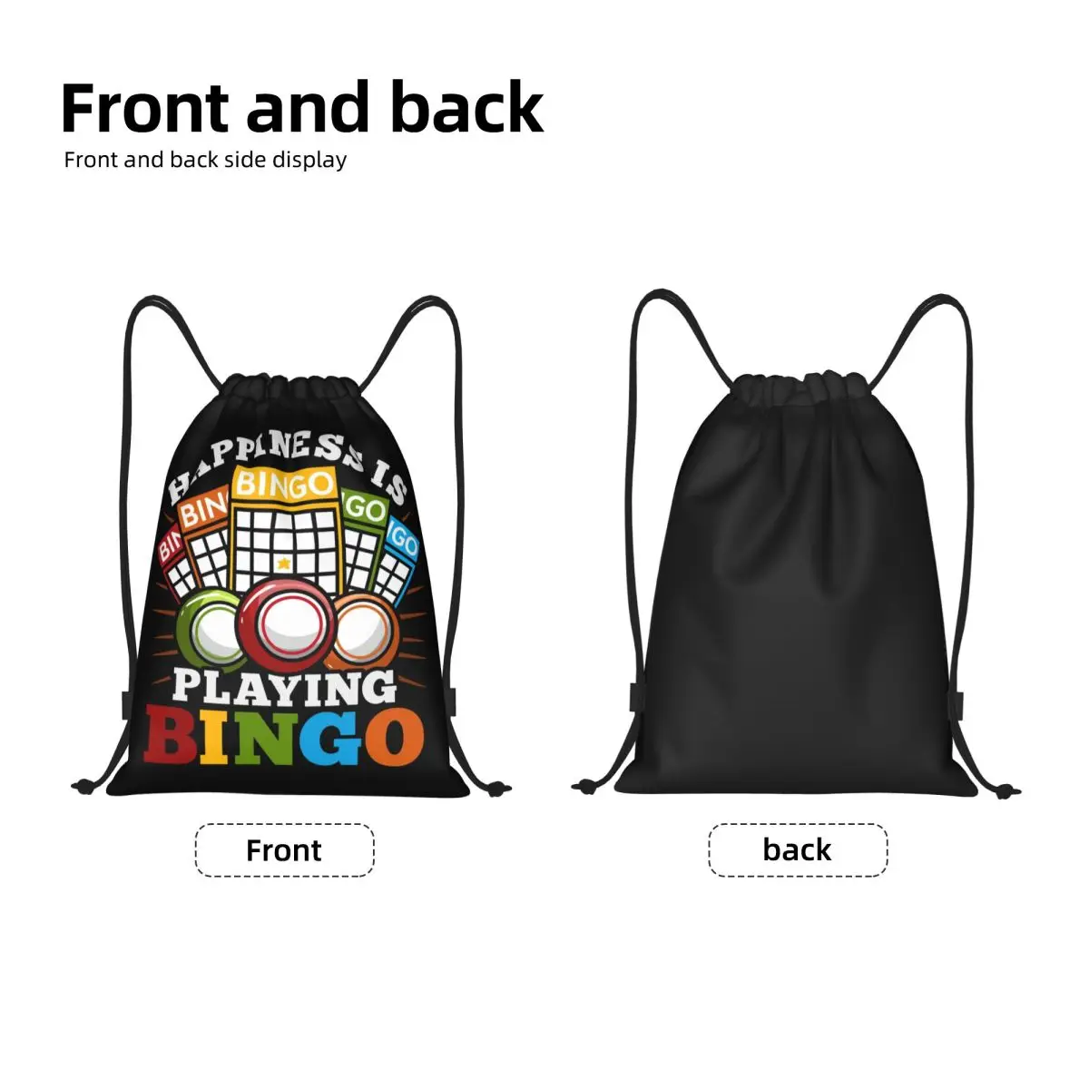 Custom Bingo Balls Paper Game Drawstring Backpack Bags Men Women Lightweight Gym Sports Sackpack Sacks for Shopping
