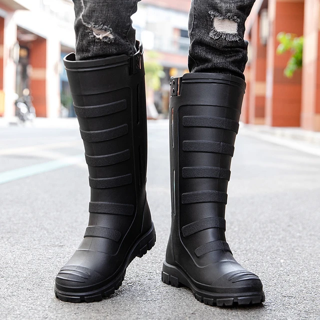 Winter New Fashion Knee High Warm Rain Boots Men Outdoor Anti slip Waterproof PVC Shoes Couple s Mid Calf Water Shoes