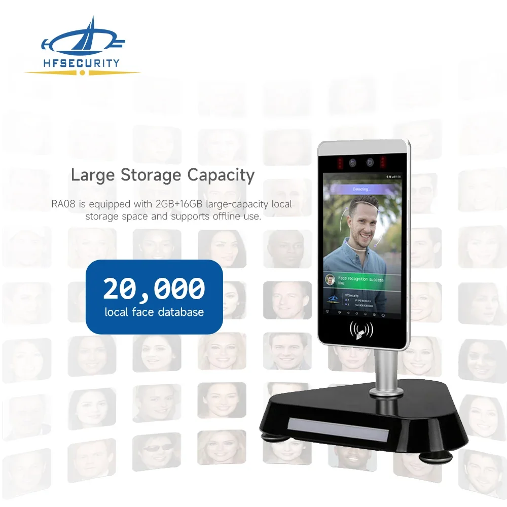 HFSecurity RA08 8 inch 4G biometric face recognition attendance access control device with cloud management