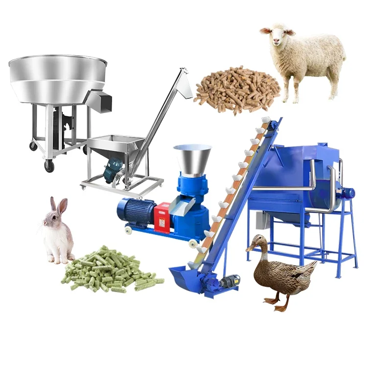 Hot Sale 3000kg/h Feed Pellet  Machine Animal Agricultural Equipment Feed Pelletizer Production Line Feed Mixer Machine