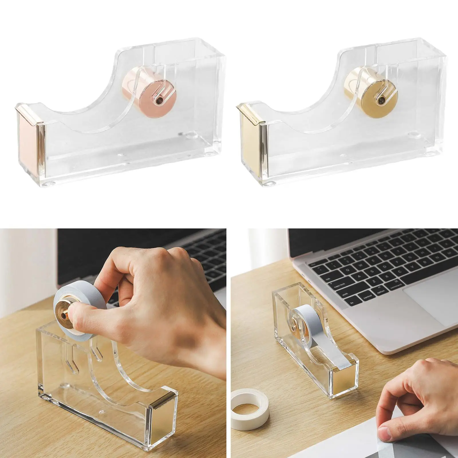 Dispensador de fita acrílica para desktop e home office, suporte transparente, acessório moderno, organização elegante disponível, 1 pc