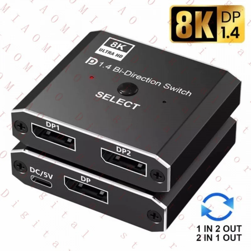 RT  DisplayPort Switch+Remote Control DP1.4 Bidirectional Converter 8K 4K 2X1 or 1X2
