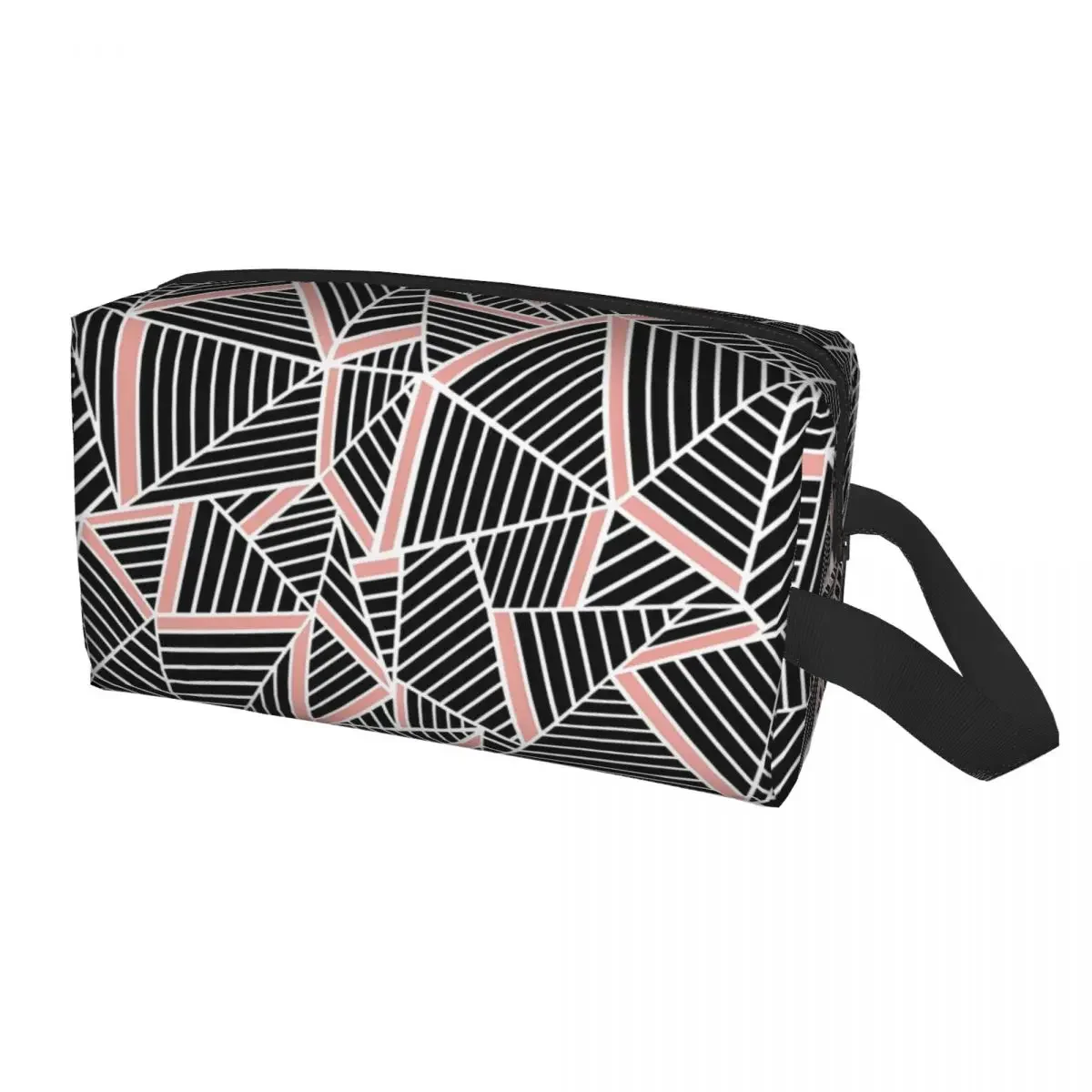 Custom Abstract Lines Geometric Blush Travel Cosmetic Bag for Women Makeup Toiletry Organizer Lady Beauty Storage Dopp Kit