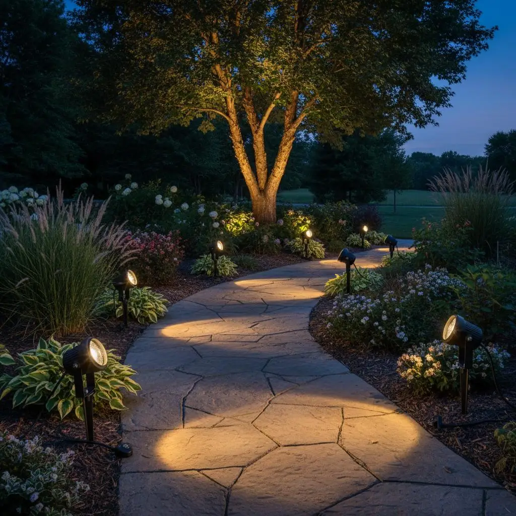 Outdoor Spotlights 12 Pack For Yard Lawn Garden, 6W Low Voltage LED Landscaping Fixtures 12V 24V 450LM Warm White 3000K Conne