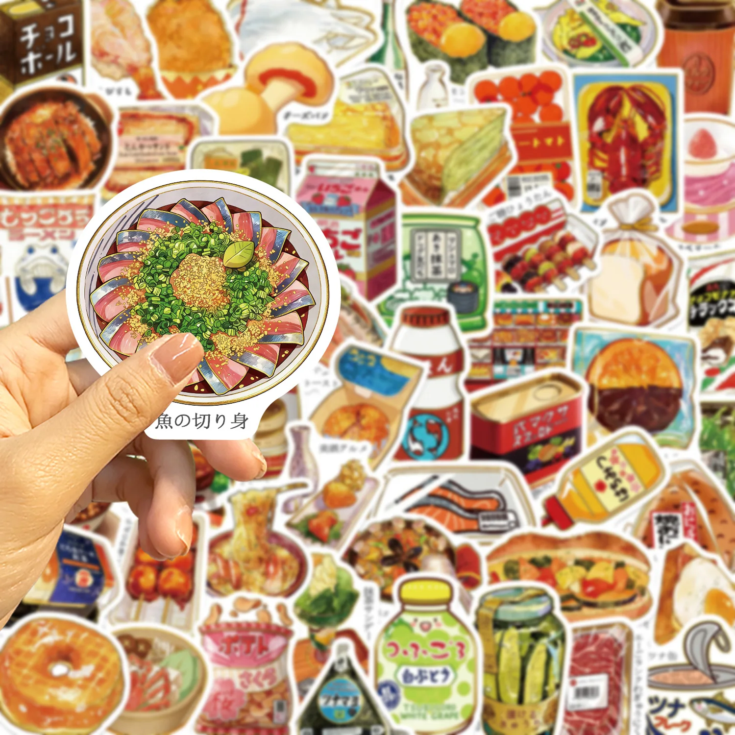 50 PCS Japanese Food Culture Japanese Cuisine Graffiti Stickers Decorate Fridge Lunch Box Cabinet Luggage Waterproof Decals