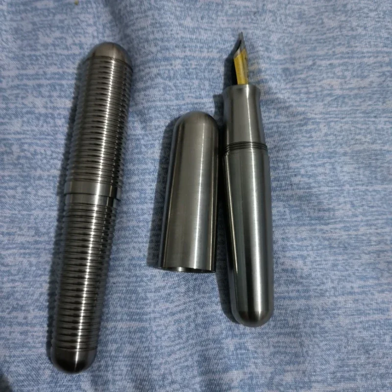 Titanium Pocket Fountain Pen  Big Size Bock/Majohn/Jinhao Tip F 0.5mm Hand Pushed Unique Design Collectible Ink Pens Gifts