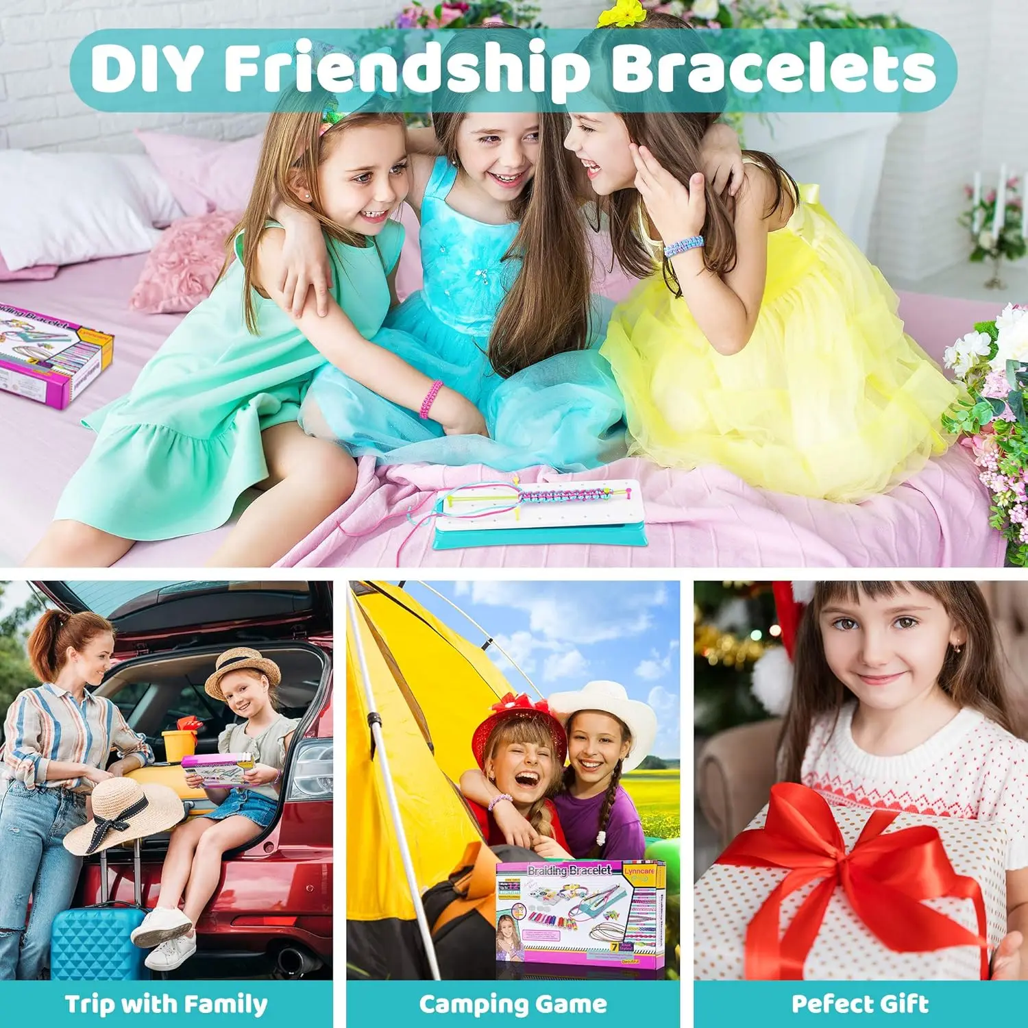 เด็ก DIY มิตรภาพเชือกมือประกอบชุดสําหรับหญิงเล่นบ้านและสานที่มีสีสันสร้อยข้อมือหัตถกรรมของเล่น