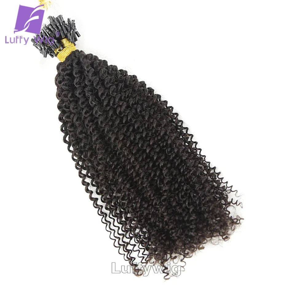 Afro Kinky Curly Micro Ligações Extensões para mulheres negras, cabelo brasileiro, Micro Loops, cabelo humano, 4B, 4C