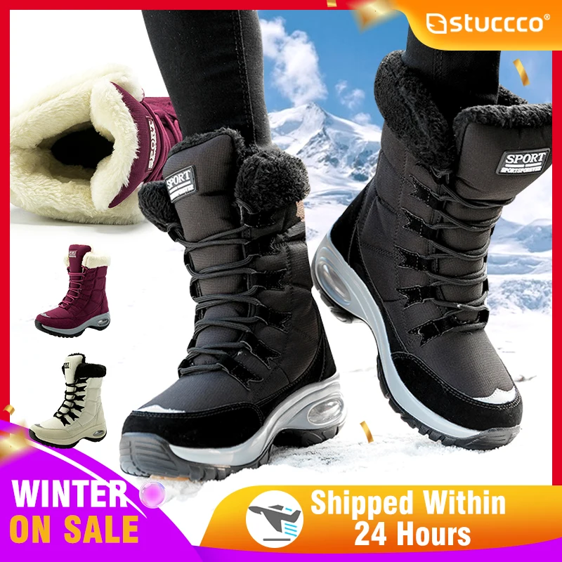 Winter Boots Women Non-slip Waterproof Snow Boots Ankle Platform Winter Shoe Booties with Thick Fur Thigh High Boots Botas Mujer