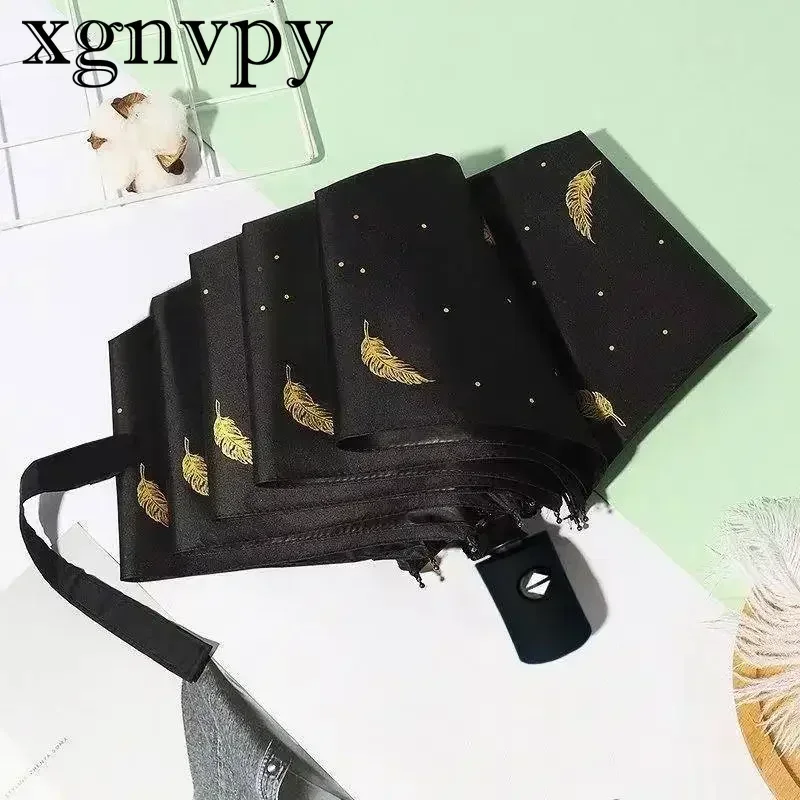 xgnvpy Feather Anti UV Sunshade Umbrella Women Men 8 Ribs UV Resistant Folding Portable Parasol Rainproof