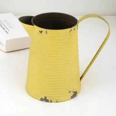 Vintage Iron Flower Pitcher Rustic Flower Pot Metal Container for Home Decor Garden Wedding Party Centerpiece Decoration