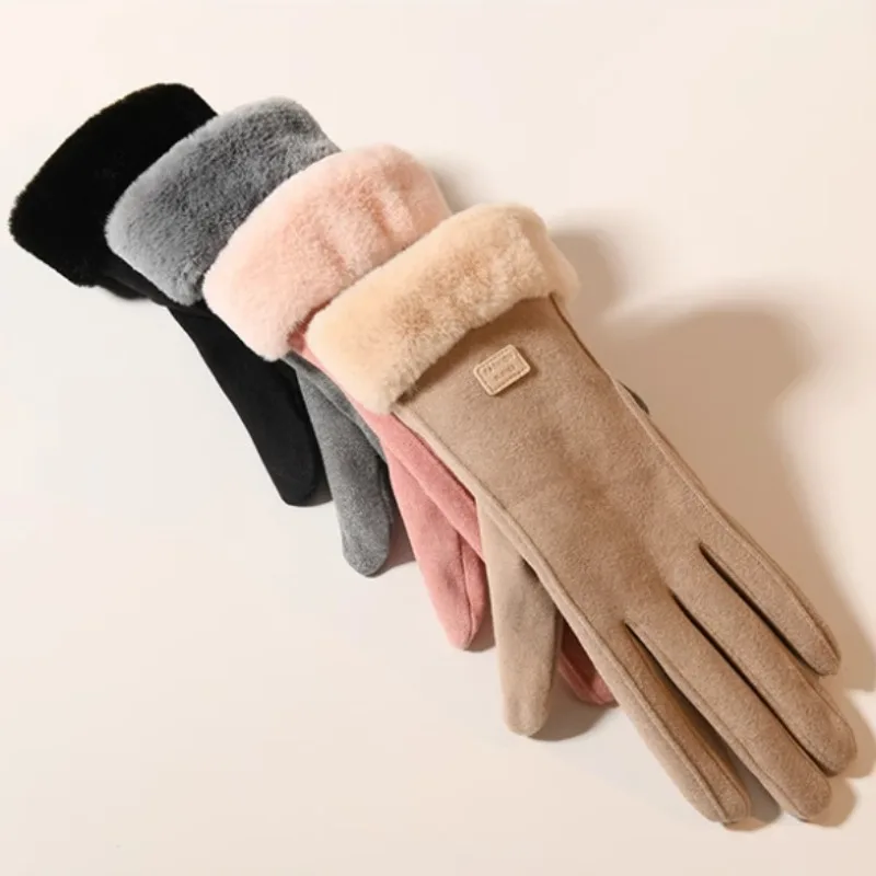 

Winter Thermal Gloves Women Touch Screen Thick Wool Windproof Cold Resistant Riding Outdoor Function Ladies Warm Gloves