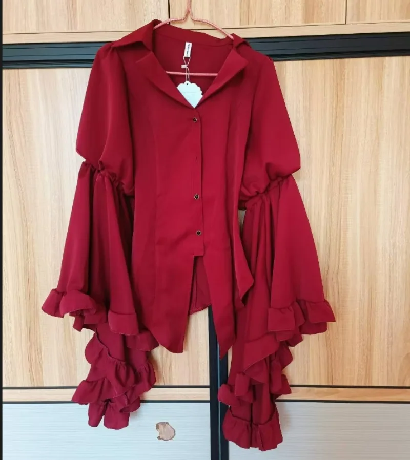 

Japanese Style Vintage Elegant Lolita Shirt Women Summer New Gothic Flare Sleeve Blouses Female Y2k Aesthetic Casual Retro Tops