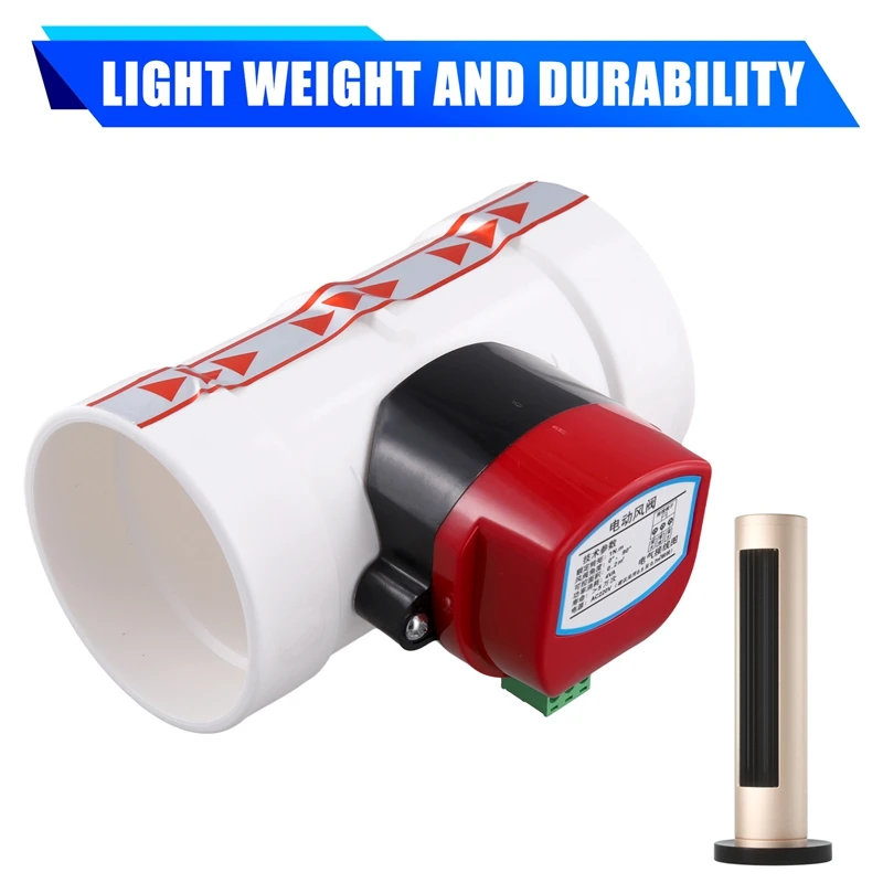 Controlador de volumen de conducto de aire de válvula de retención de PVC de amortiguador motorizado de plástico para tubería de ventilación 220VAC