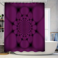 3D Printing Shower Curtain Set Circular Purple Pattern Decorative Bathroom Liner Waterproof Fabric Size Customize Available for