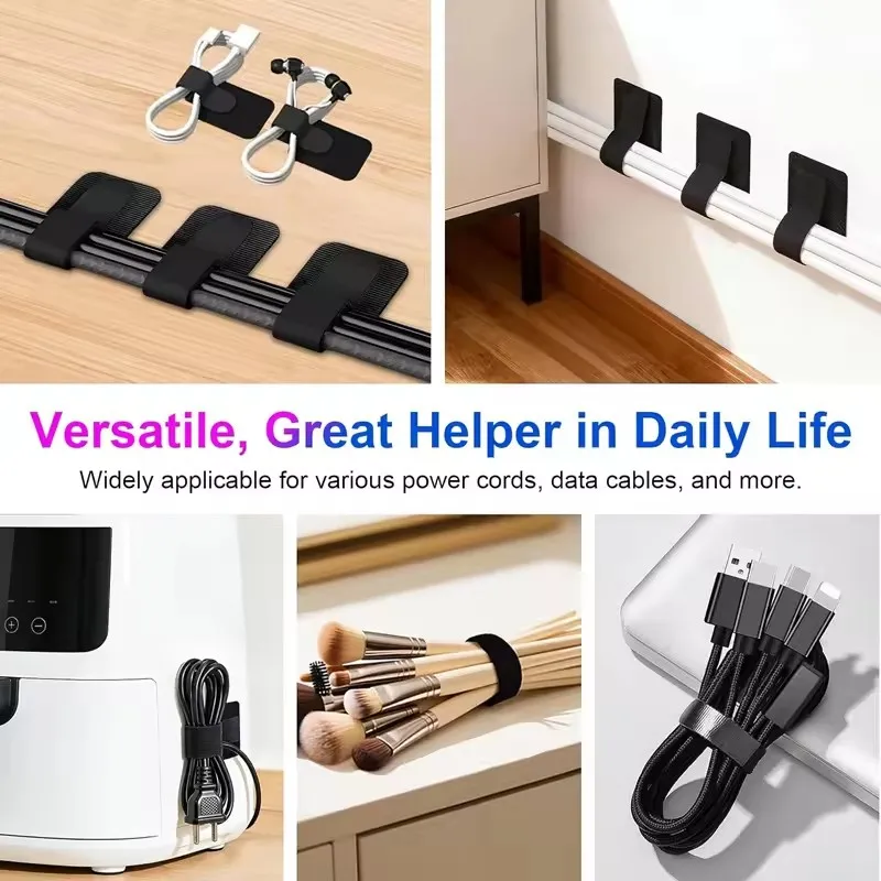 20Set Self Adhesive Heavy Duty Cable Ties Adjustable Long Strip Tie Cord Organizer for Home Office Under Desk Cable Management - view 3